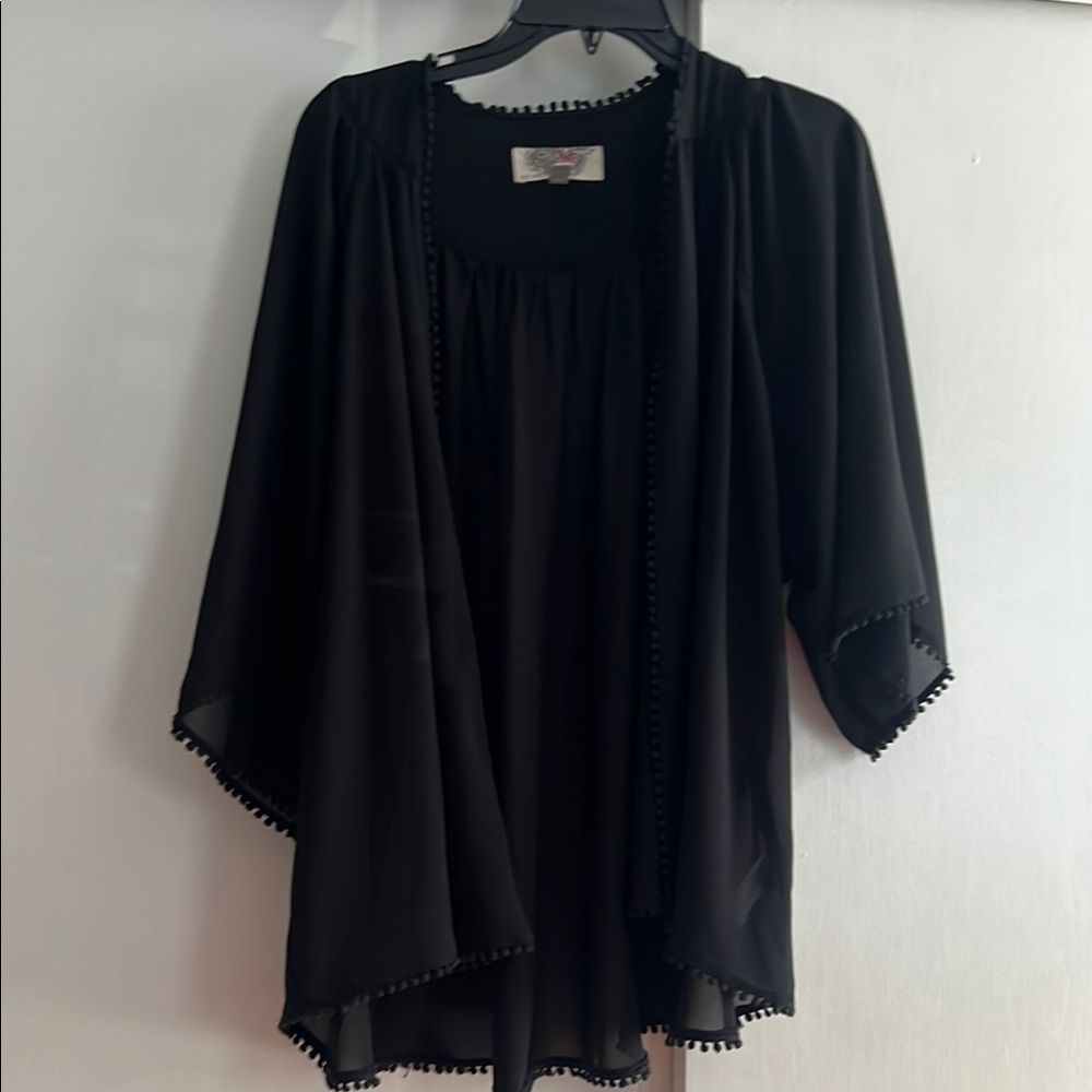 Ecote Black Cape Jacket Flowing Design